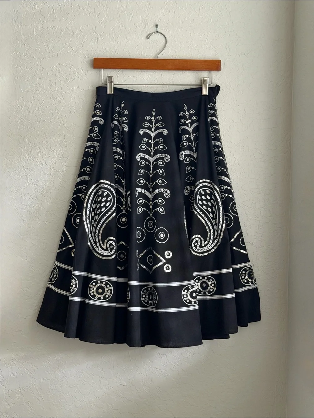 Margaret Loves Peter Black Midi Skirt With Silver Sequins